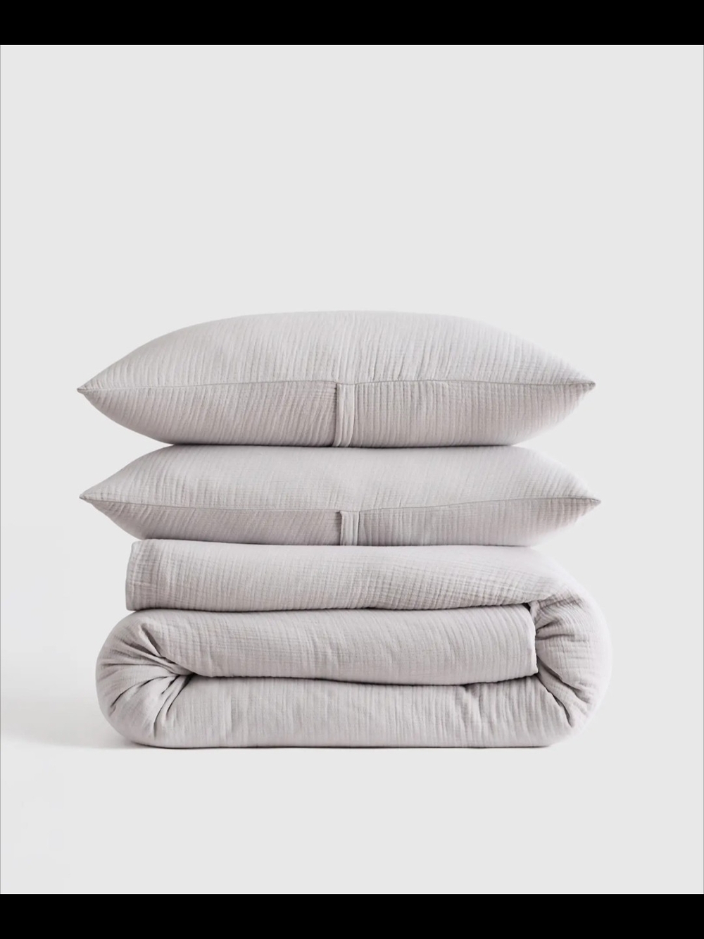 Quince Organic Cotton Gauze Duvet Cover Set - Light Grey